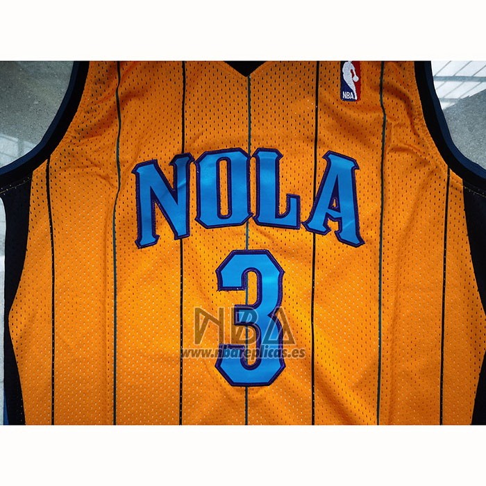 Camiseta Charlotte Hornets Chris Paul NO 3 Mitchell & Ness 2010-11 Amarillo